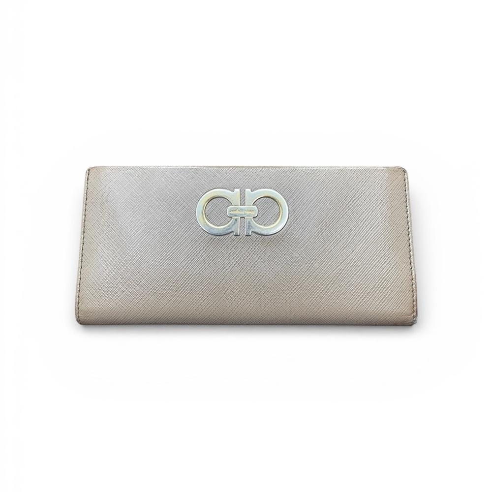 Salvatore Ferragamo Gancini Saffiano Leather Continental Wallet